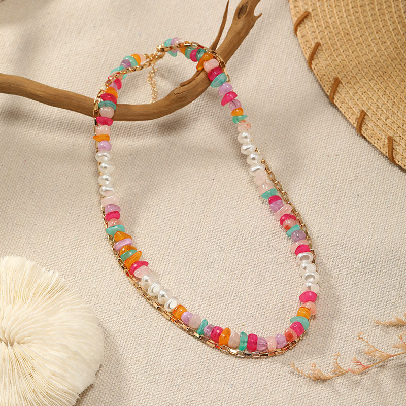 Wholesale Natural Crushed Stone Mixed Color Necklaces